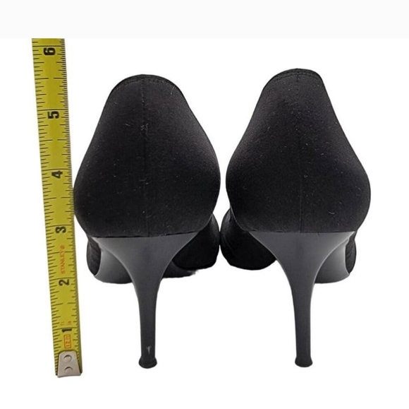 Salvatore Ferragamo "Societe" Black Satin Peep Toe Pumps - Size 11 B - Picture 15 of 15